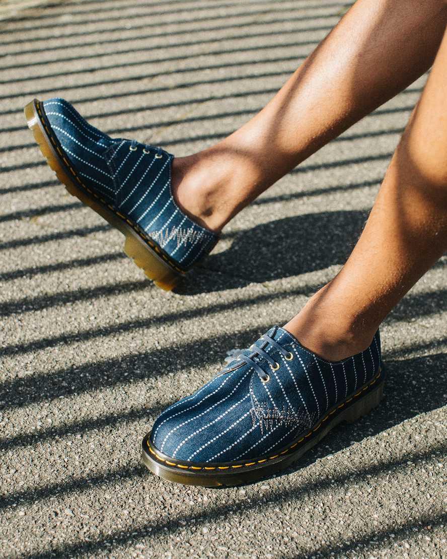 Botas Casuales Dr Martens 1461 Made in England Pinstripe Oxford Mujer Azules Oscuro  España |  61285-IKXQ