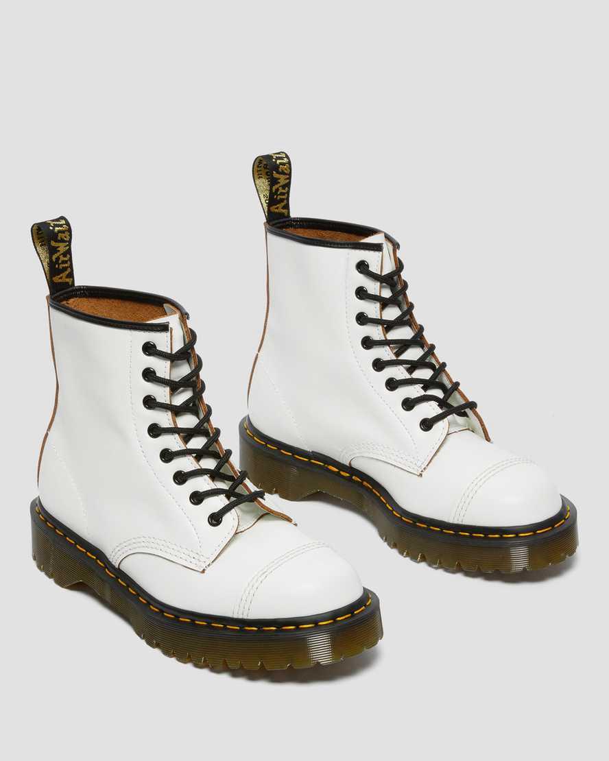 Botas Plataforma Dr Martens 1460 Bex Made in England Toe Cap Lace Up Mujer Blancas  España |  20493-EBGY