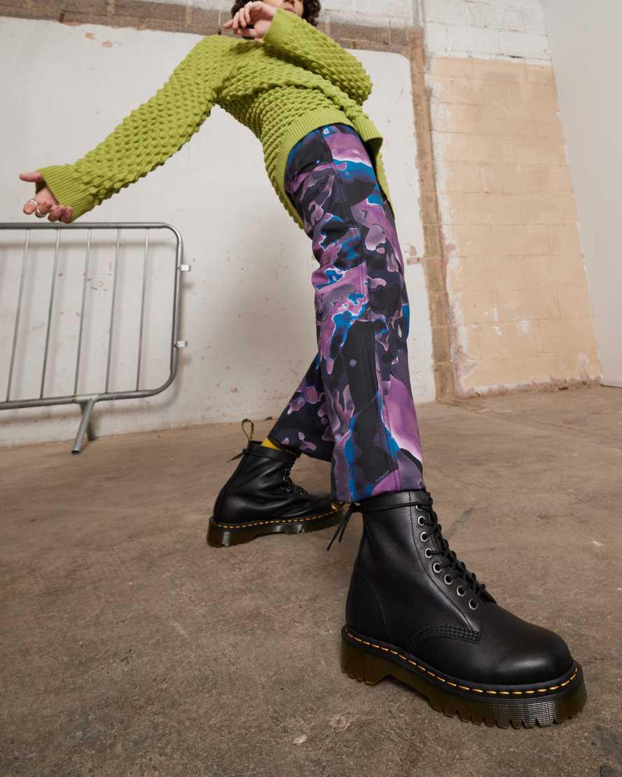 Botas Plataforma Dr Martens 1460 Pascal Bex Pisa Leather Lace Up Mujer Negras  España |  58607-RJSD