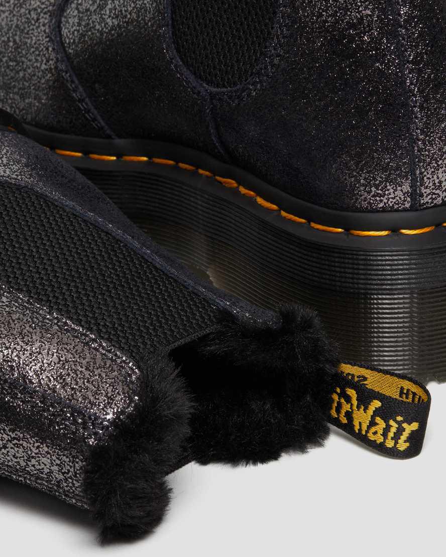 Botas Plataforma Dr Martens 2976 Faux Fur-Lined Metallic Chelsea Mujer Negras  España |  28906-NYTV