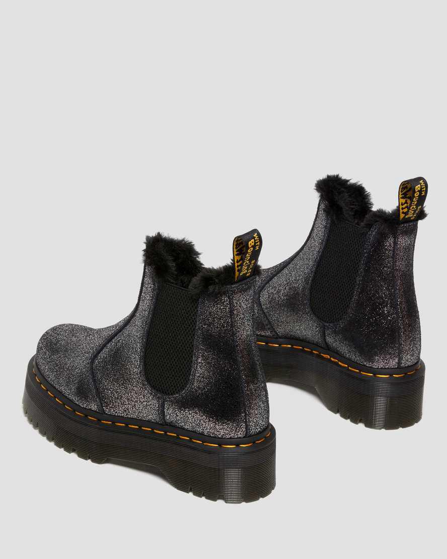 Botas Plataforma Dr Martens 2976 Faux Fur-Lined Metallic Chelsea Mujer Negras  España |  28906-NYTV