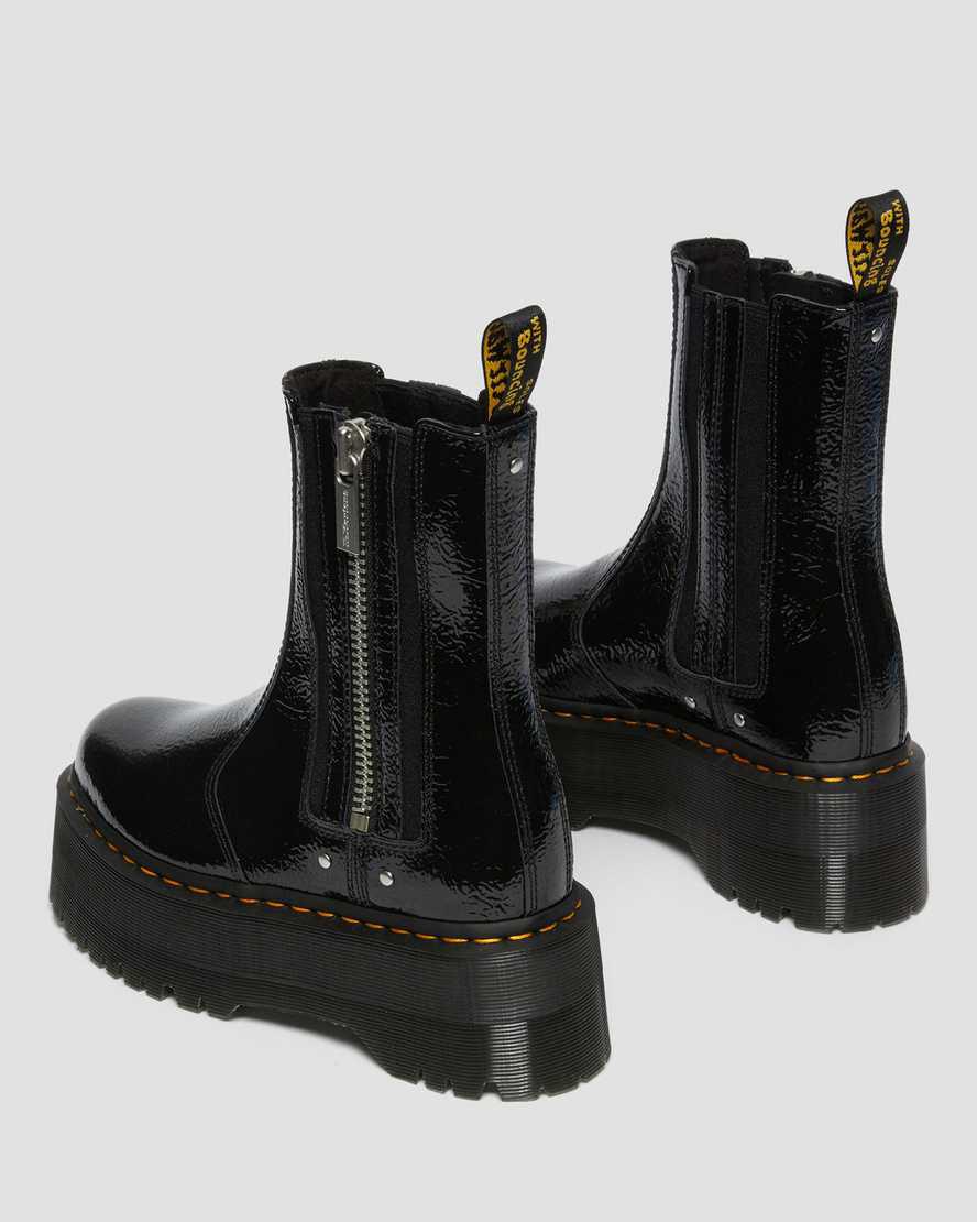Botas Plataforma Dr Martens 2976 Max Distressed Patent Chelsea Mujer Negras  España |  08167-PEXU