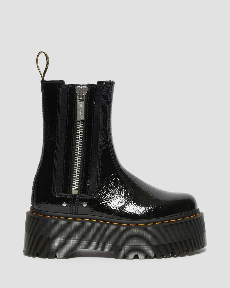 Botas Plataforma Dr Martens 2976 Max Distressed Patent Chelsea Mujer Negras  España |  08167-PEXU