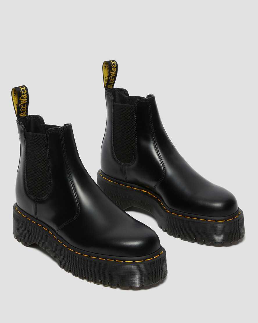 Botas Plataforma Dr Martens 2976 Smooth Leather Chelsea Mujer Negras  España |  39785-YXAQ