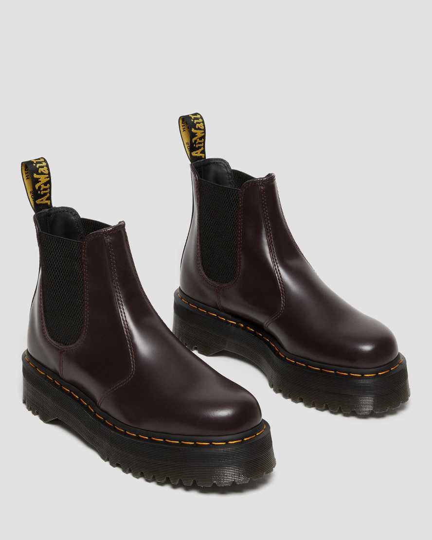 Botas Plataforma Dr Martens 2976 Smooth Leather Chelsea Hombre Burdeos  España |  82705-BQGF