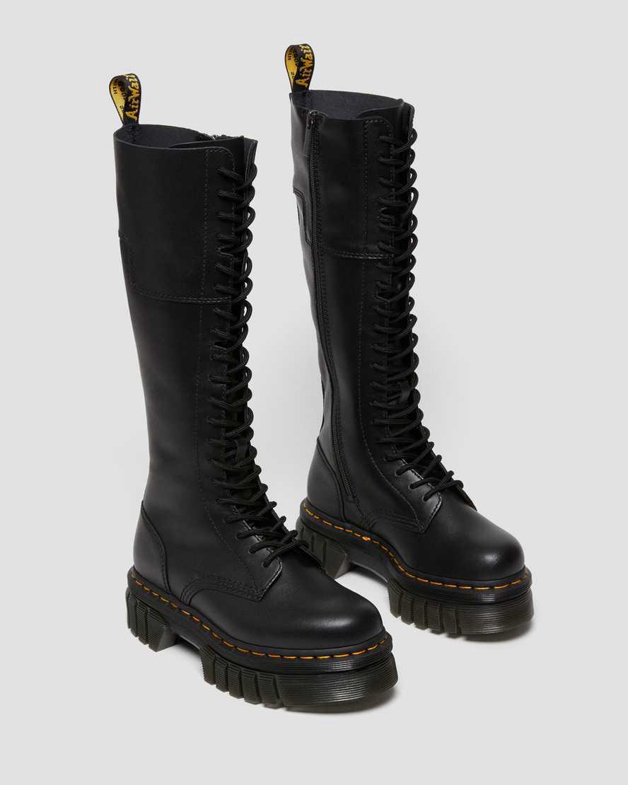 Botas Plataforma Dr Martens Audrick 20-Eye Leather Knee High Mujer Negras  España |  38451-QRFT