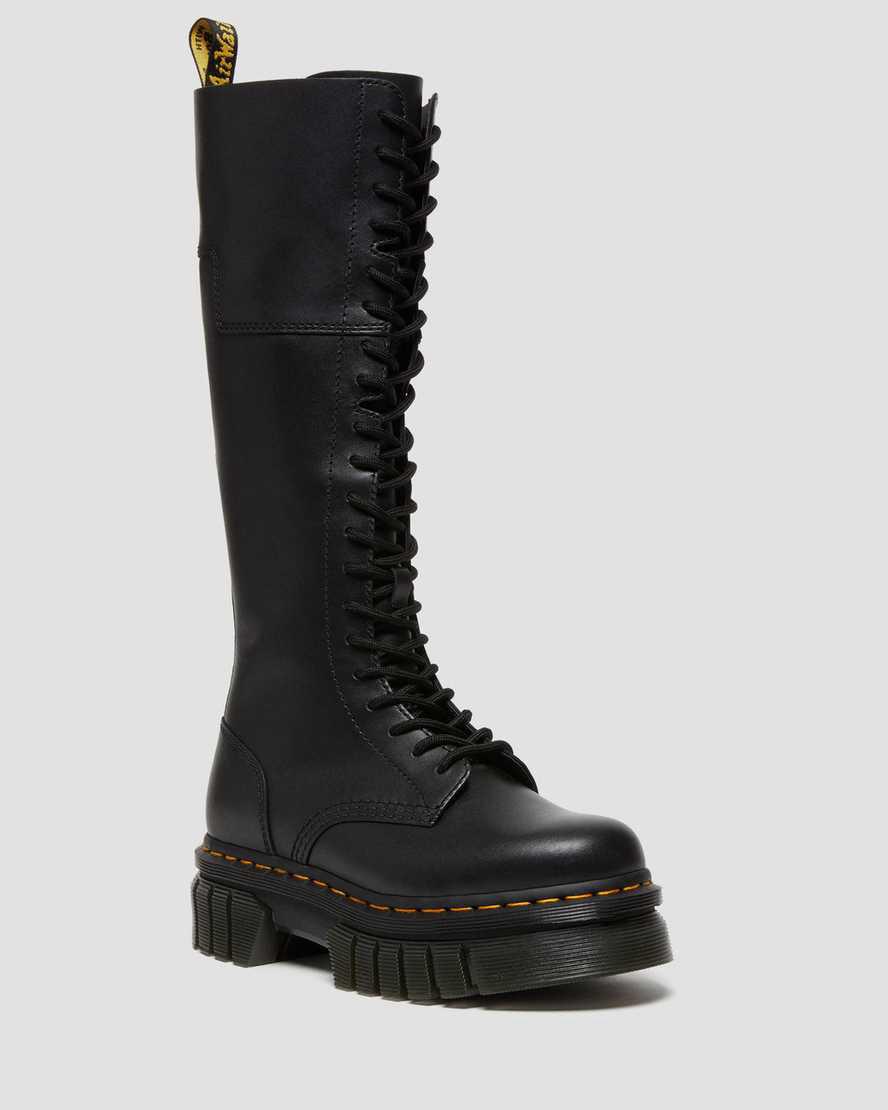 Botas Plataforma Dr Martens Audrick 20-Eye Leather Knee High Mujer Negras  España |  38451-QRFT