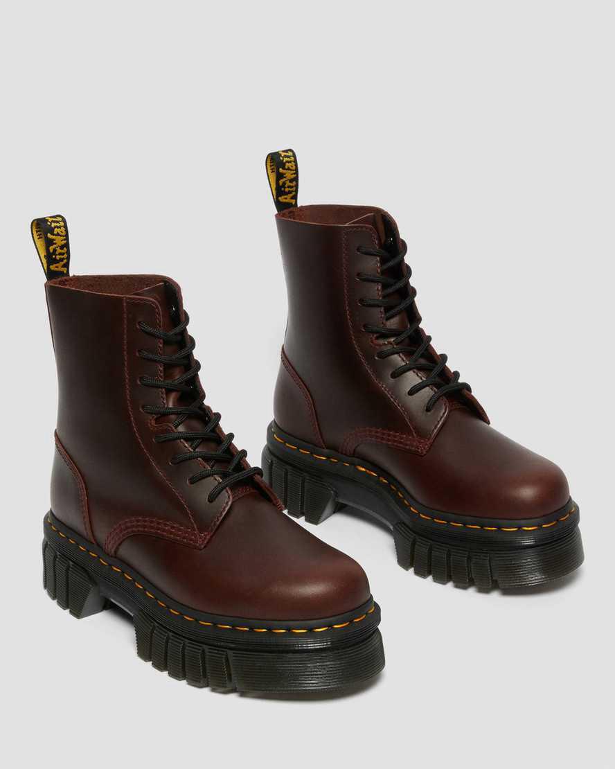 Botas Plataforma Dr Martens Audrick Brando Leather Lace Up Mujer Marrones  España |  93481-TDXI