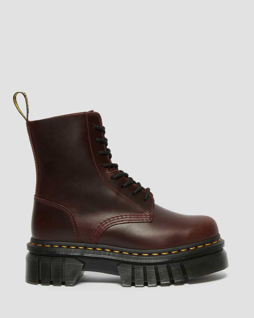 Botas Plataforma Dr Martens Audrick Brando Leather Lace Up Mujer Marrones  España |  93481-TDXI