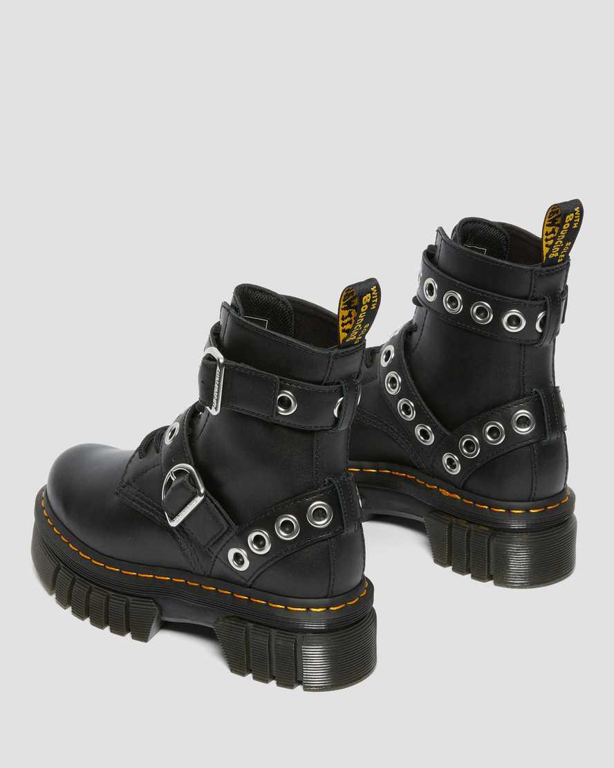 Botas Plataforma Dr Martens Audrick Hardware Leather Mujer Negras  España |  15384-GWHZ
