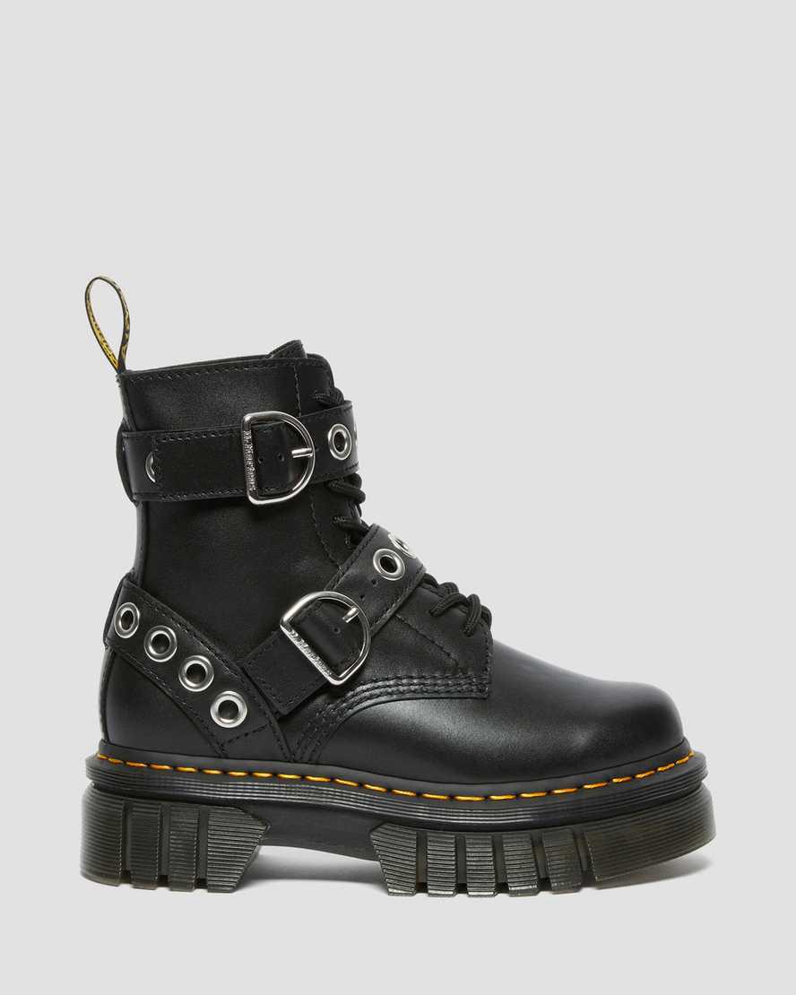 Botas Plataforma Dr Martens Audrick Hardware Leather Mujer Negras  España |  15384-GWHZ