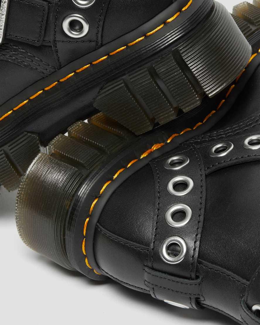 Botas Plataforma Dr Martens Audrick Hardware Leather Mujer Negras  España |  15384-GWHZ