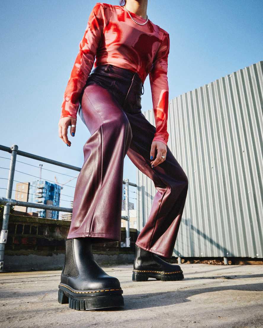 Botas Plataforma Dr Martens Audrick Nappa Leather Chelsea Mujer Negras  España |  26980-LKVZ