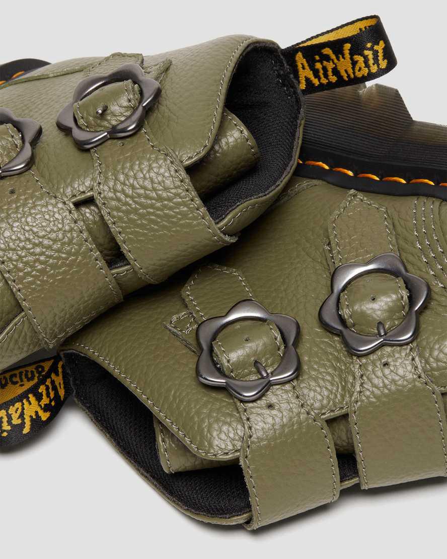 Botas Plataforma Dr Martens Devon Flower Buckle Leather Mujer Kaki Verde  España |  04916-ETMV