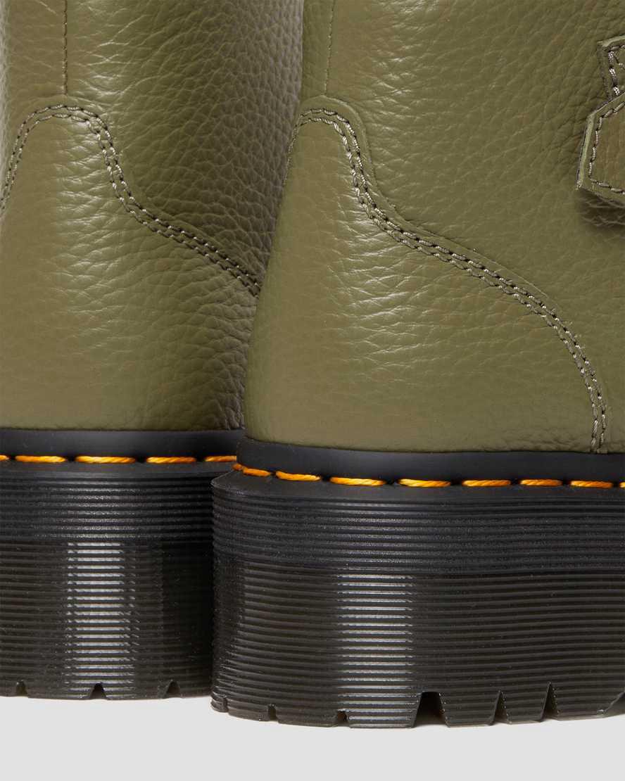 Botas Plataforma Dr Martens Devon Flower Buckle Leather Mujer Kaki Verde  España |  04916-ETMV