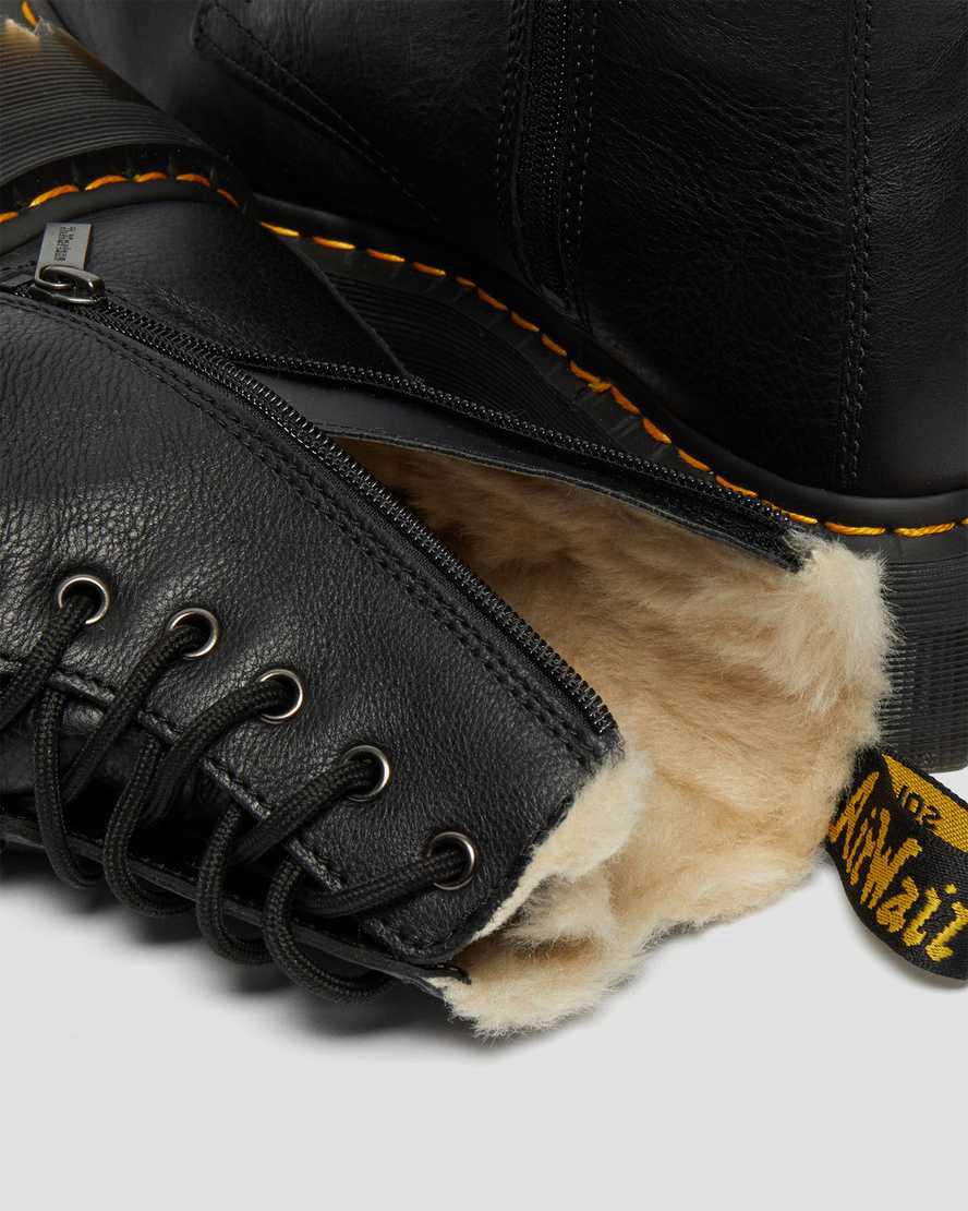 Botas Plataforma Dr Martens Jadon Boot Leather Faux Fur Lined Hombre Negras  España |  39028-EWNB