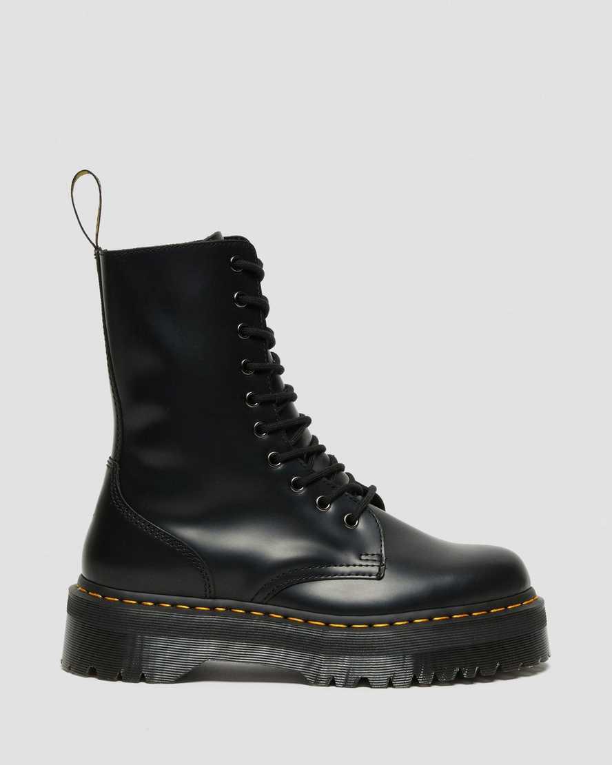 Botas Plataforma Dr Martens Jadon Hi Boot Smooth Leather Mujer Negras  España |  07926-PRFW