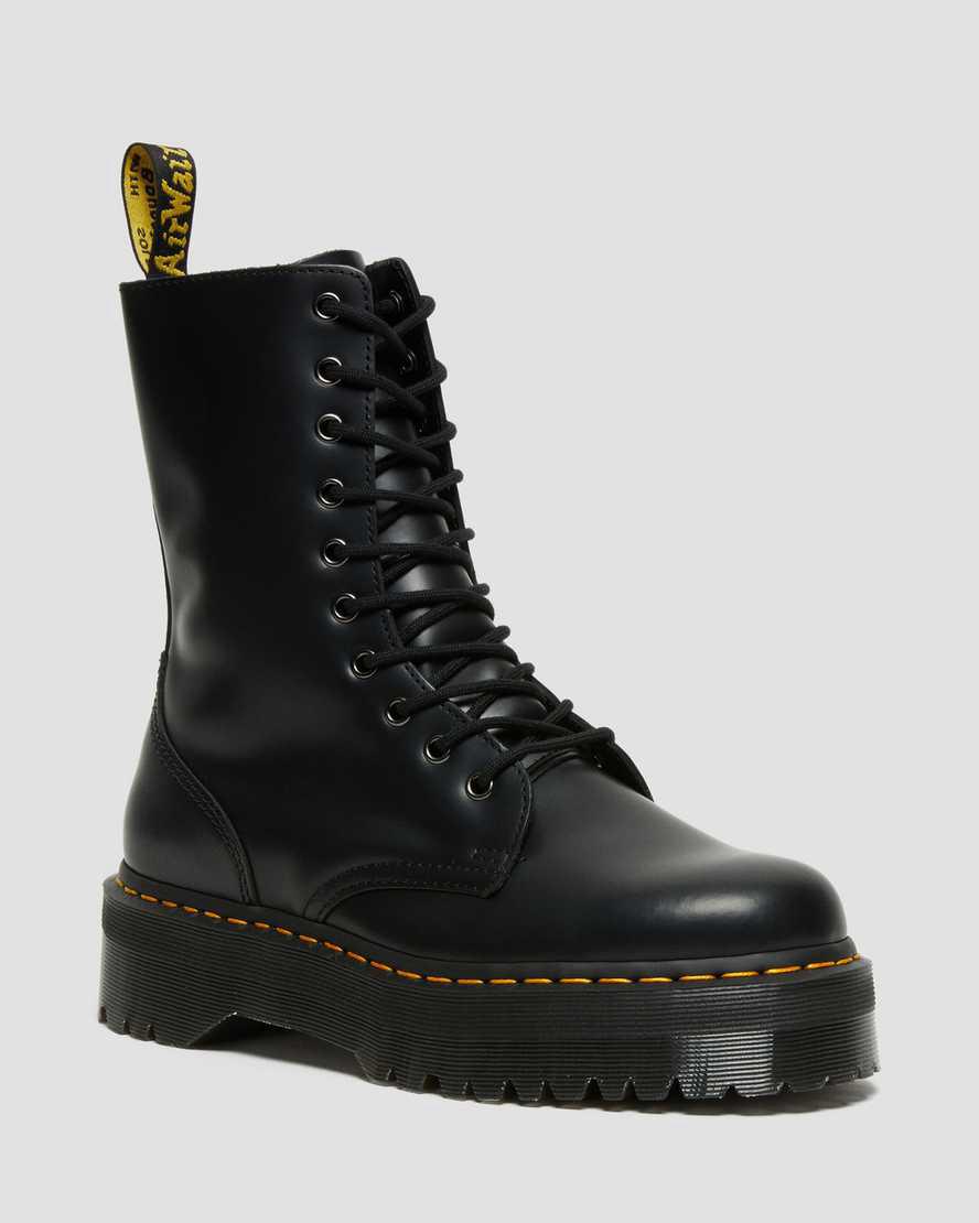 Botas Plataforma Dr Martens Jadon Hi Boot Smooth Leather Mujer Negras  España |  07926-PRFW