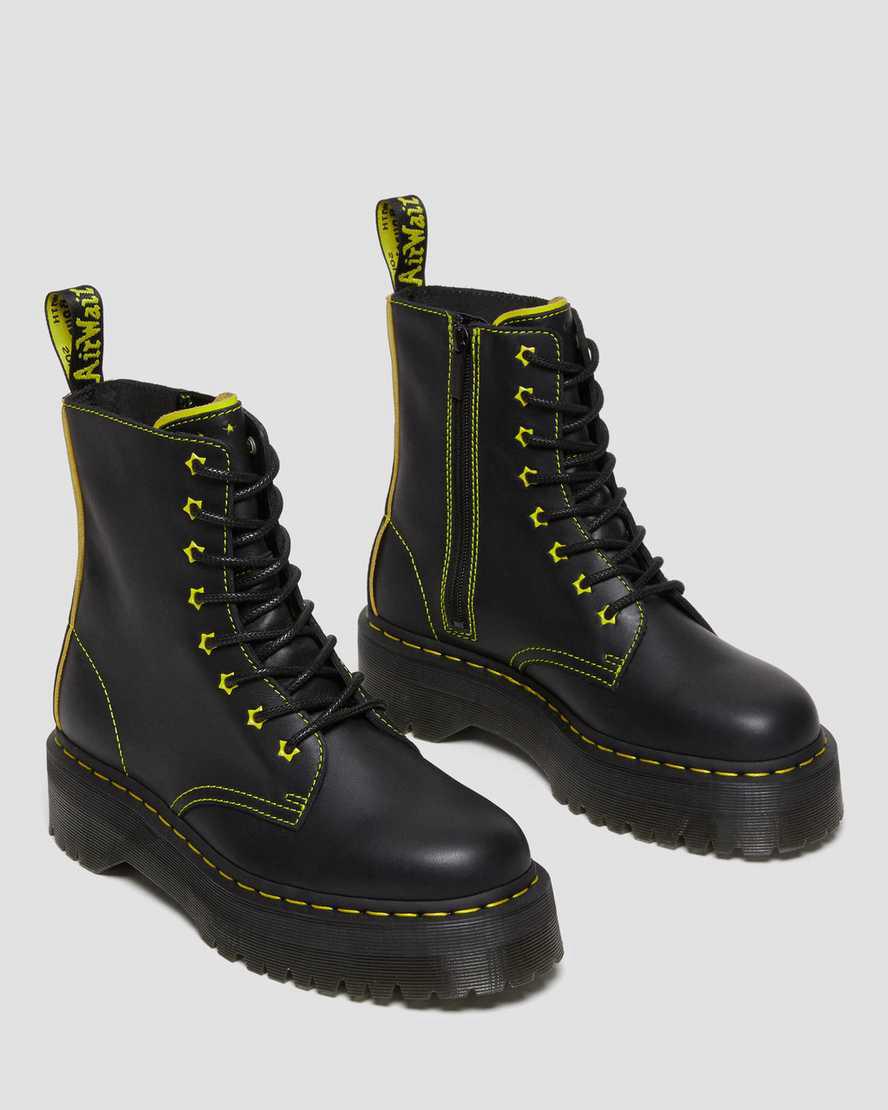 Botas Plataforma Dr Martens Jadon II Boot Neon Star Leather Mujer Black/Yellow / Romario  España |  10426-TCPG