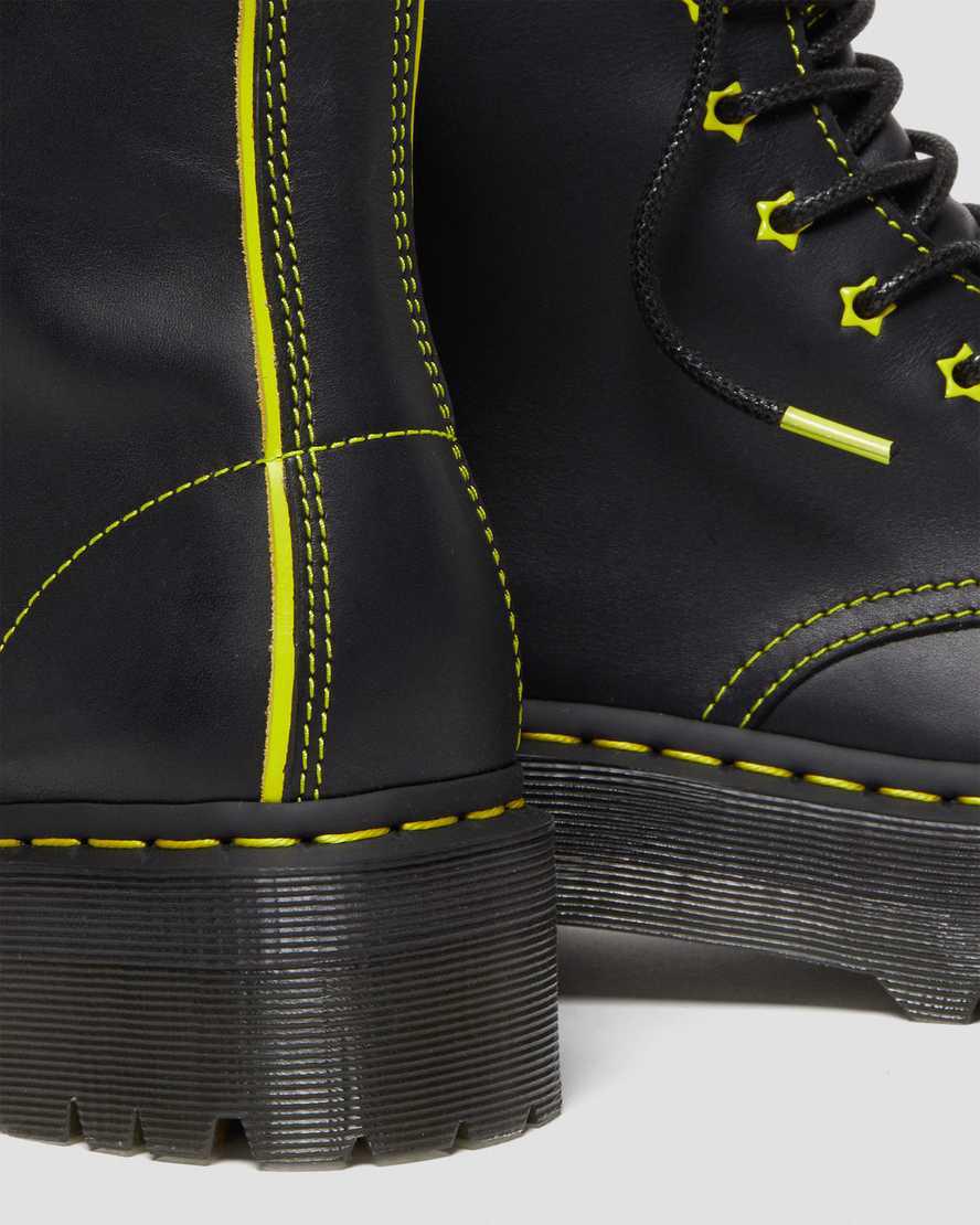 Botas Plataforma Dr Martens Jadon II Boot Neon Star Leather Mujer Black/Yellow / Romario  España |  10426-TCPG