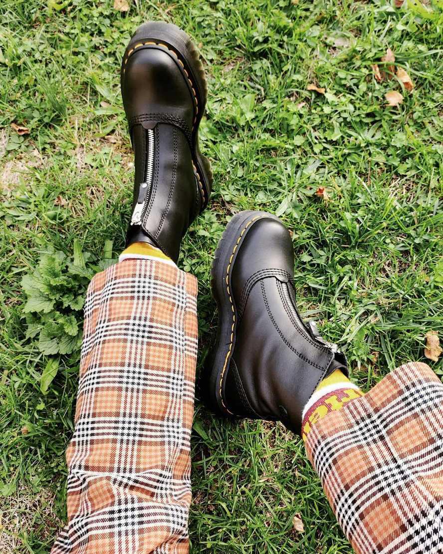 Botas Plataforma Dr Martens Jetta Zipped Sendal Leather Mujer Negras  España |  05839-VUBX