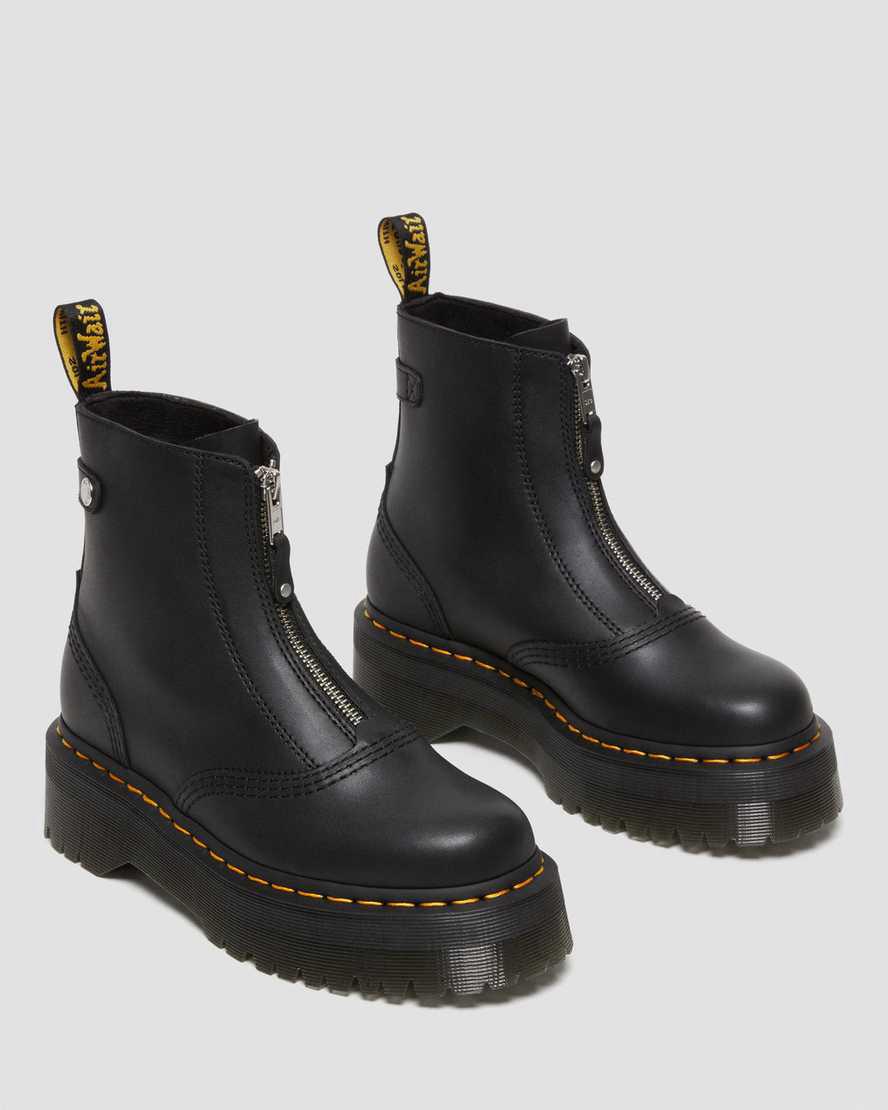Botas Plataforma Dr Martens Jetta Zipped Sendal Leather Mujer Negras  España |  05839-VUBX