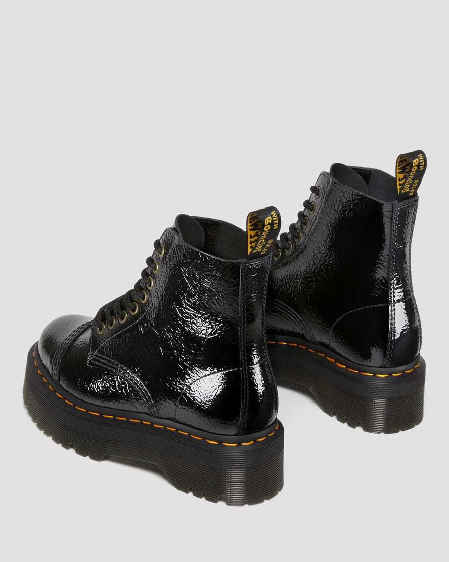 Botas Plataforma Dr Martens Sinclair Distressed Patent Leather Mujer Negras  España |  38516-VDEF