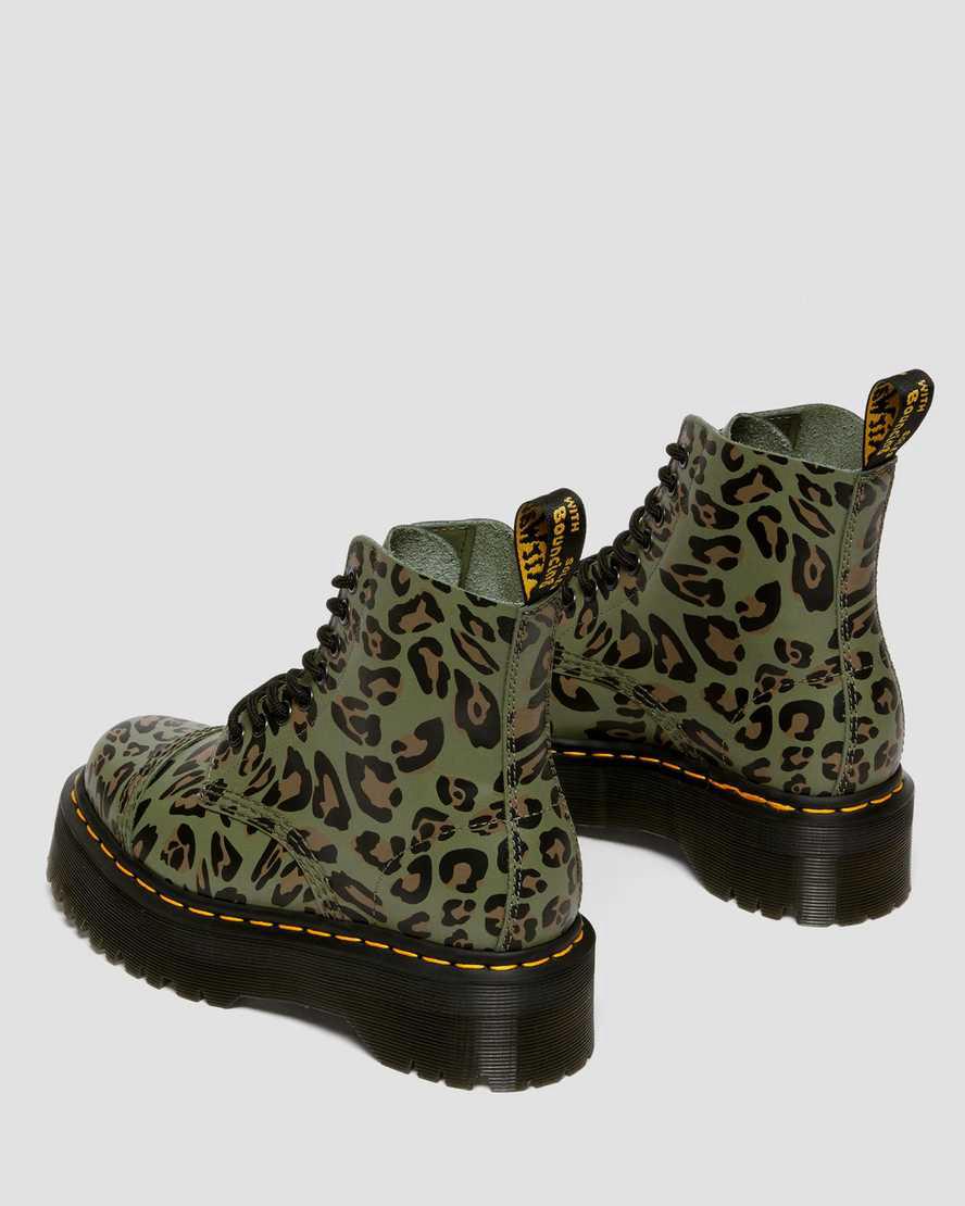 Botas Plataforma Dr Martens Sinclair Distorted Leopard Print Mujer Kaki Verde  España |  47862-LKQV