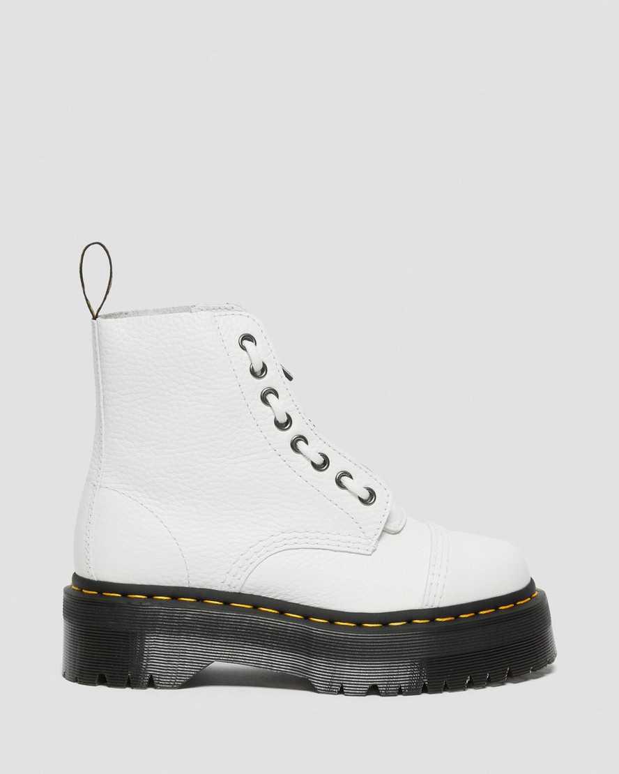 Botas Plataforma Dr Martens Sinclair Milled Nappa Leather Mujer Blancas  España |  75263-ODVU