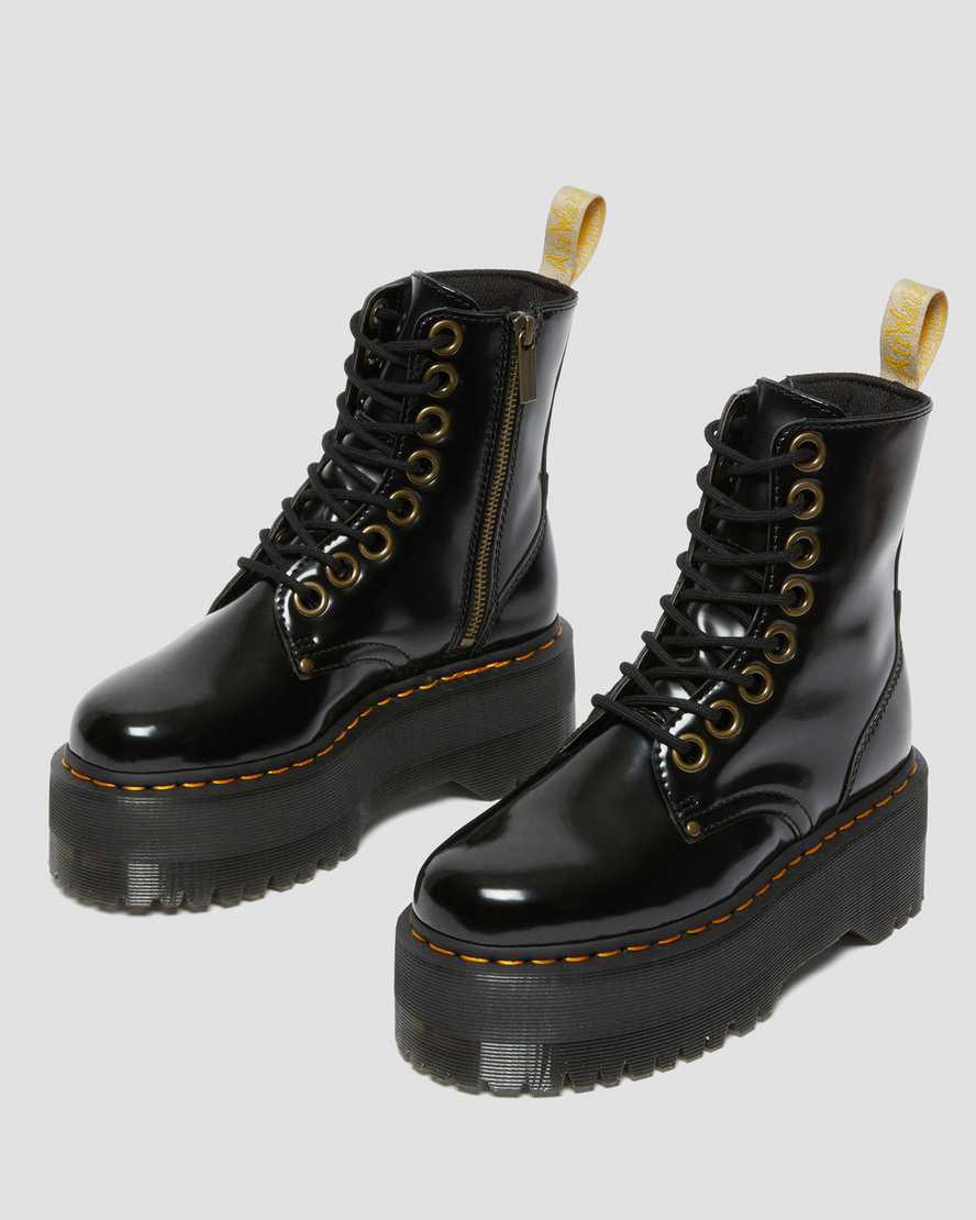 Botas Plataforma Dr Martens Vegan Jadon Boot Max Mujer Negras  España |  47195-LTBO