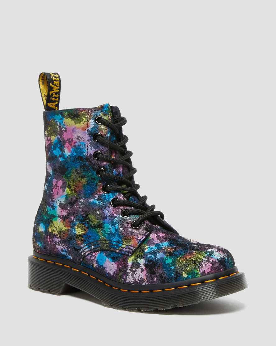 Botas con Cordones Dr Martens 1460 Pascal Confetti Suede Mujer Negras  España |  15692-EFJL
