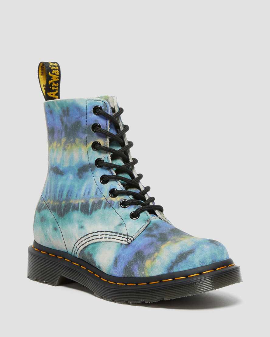 Botas con Cordones Dr Martens 1460 Pascal Tie Dye Leather Mujer Azules  España |  75036-WNUZ