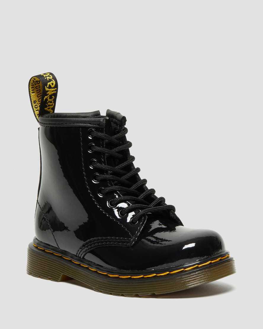 Botas con Cordones Dr Martens Toddler 1460 Patent Leather Niños Negras  España |  43257-RFSJ