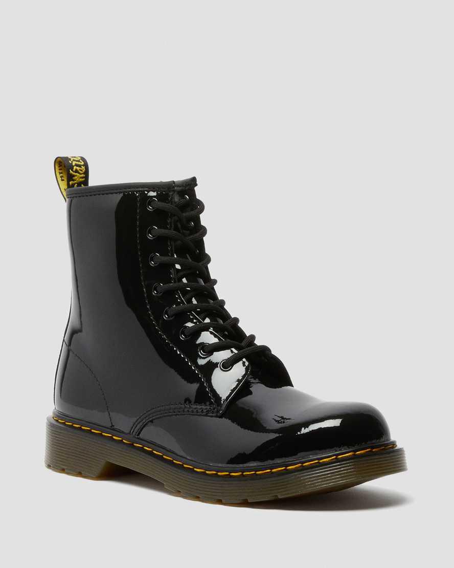 Botas con Cordones Dr Martens Youth 1460 Patent Leather Niños Negras  España |  95378-KXOZ