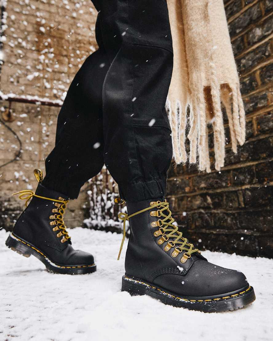 Botas de Invierno Dr Martens 1460 Pascal Wintergrip Leather Lace Up Mujer Negras  España |  02695-NVGL