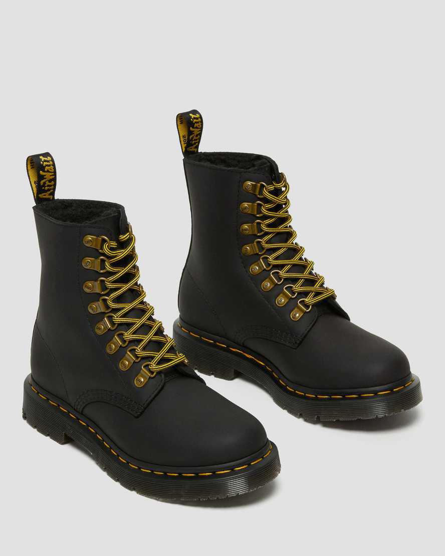 Botas de Invierno Dr Martens 1460 Pascal Wintergrip Leather Lace Up Mujer Negras  España |  02695-NVGL