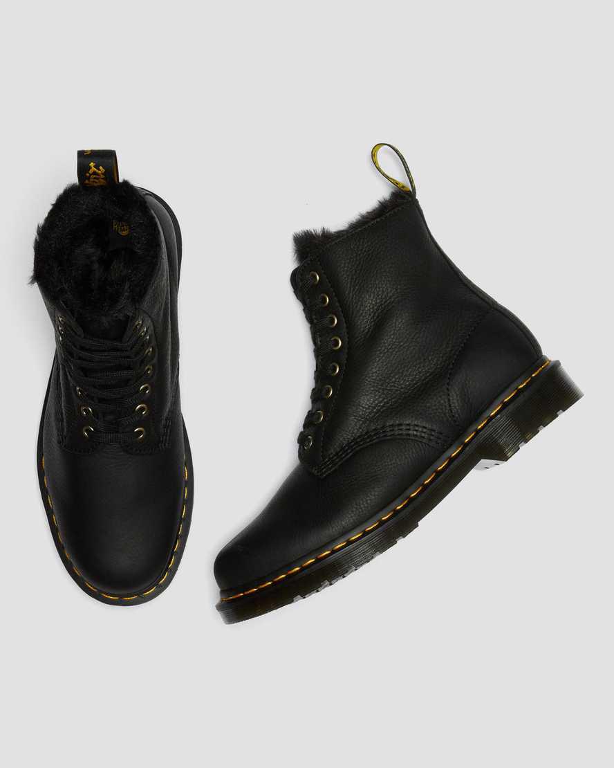 Botas de Invierno Dr Martens 1460 Pascal Faux Fur Lined Lace Up Hombre Negras  España |  06248-BGQM