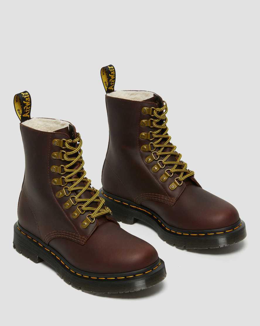 Botas de Invierno Dr Martens 1460 Pascal Wintergrip Leather Lace Up Mujer Marrones  España |  36174-LJWY