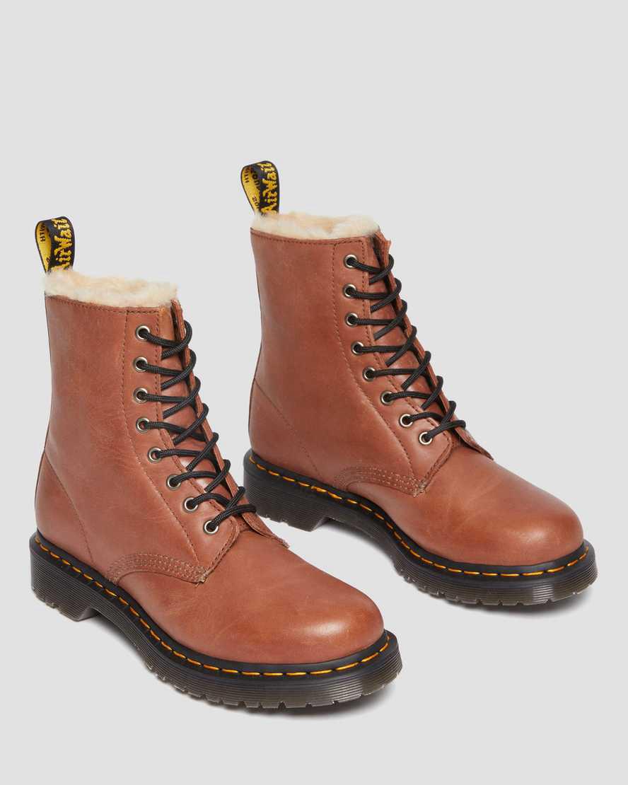 Botas de Invierno Dr Martens 1460 Serena Faux Fur-Lined Leather Mujer Marrones  España |  36517-DMNG