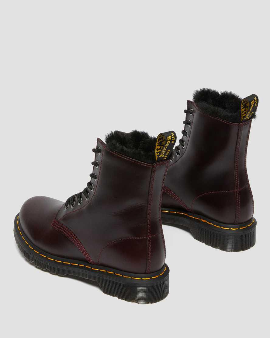 Botas de Invierno Dr Martens 1460 Serena Faux Fur Lined Lace Up Mujer Burdeos  España |  83614-EQYU