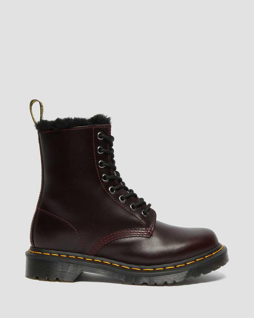 Botas de Invierno Dr Martens 1460 Serena Faux Fur Lined Lace Up Mujer Burdeos  España |  83614-EQYU