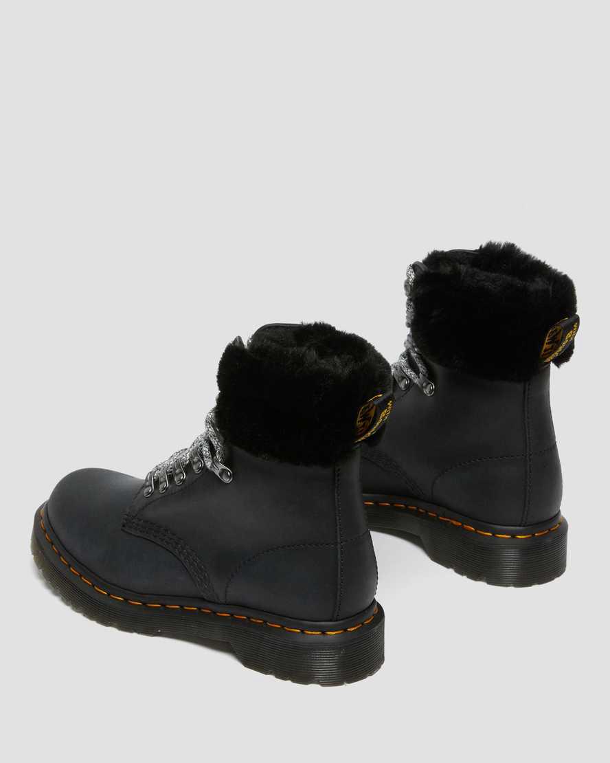 Botas de Invierno Dr Martens 1460 Serena Collar Faux Fur Lined Lace Up Mujer Negras  España |  86430-EVRD