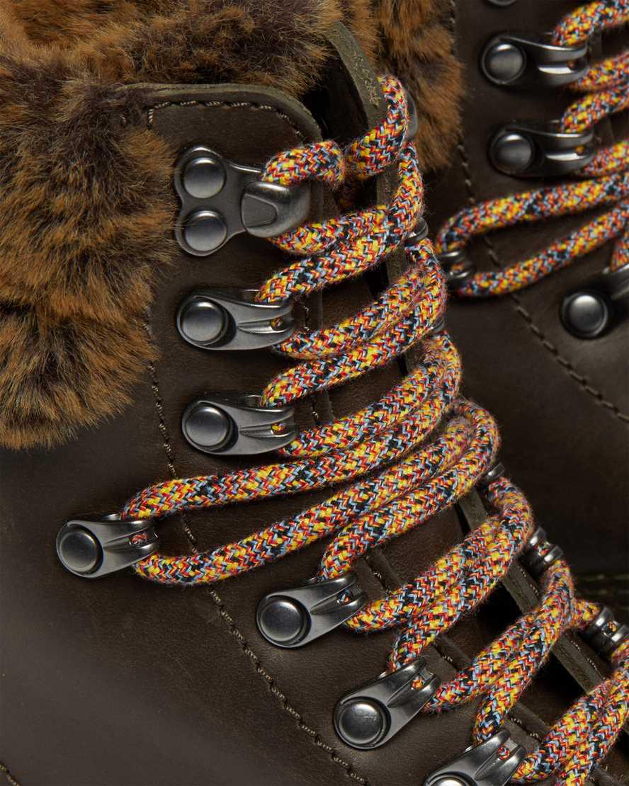 Botas de Invierno Dr Martens 1460 Serena Collar Faux Fur Lined Lace Up Mujer Gris  España |  92603-JSQK
