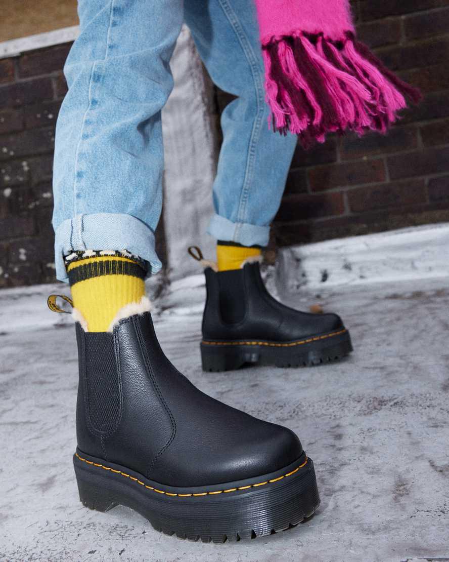 Botas de Invierno Dr Martens 2976 Faux Fur Lined Platform Chelsea Hombre Negras  España |  09752-PMHN