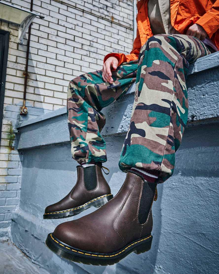 Botas de Invierno Dr Martens 2976 Warmwair Leather Chelsea Mujer Marrones Oscuro  España |  94857-HZJC