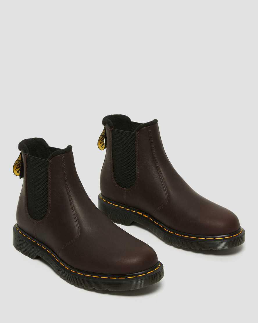 Botas de Invierno Dr Martens 2976 Warmwair Leather Chelsea Mujer Marrones Oscuro  España |  94857-HZJC