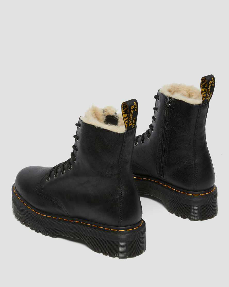 Botas de Invierno Dr Martens Jadon Boot Leather Faux Fur Lined Platforms Hombre Negras  España |  87342-OGKJ
