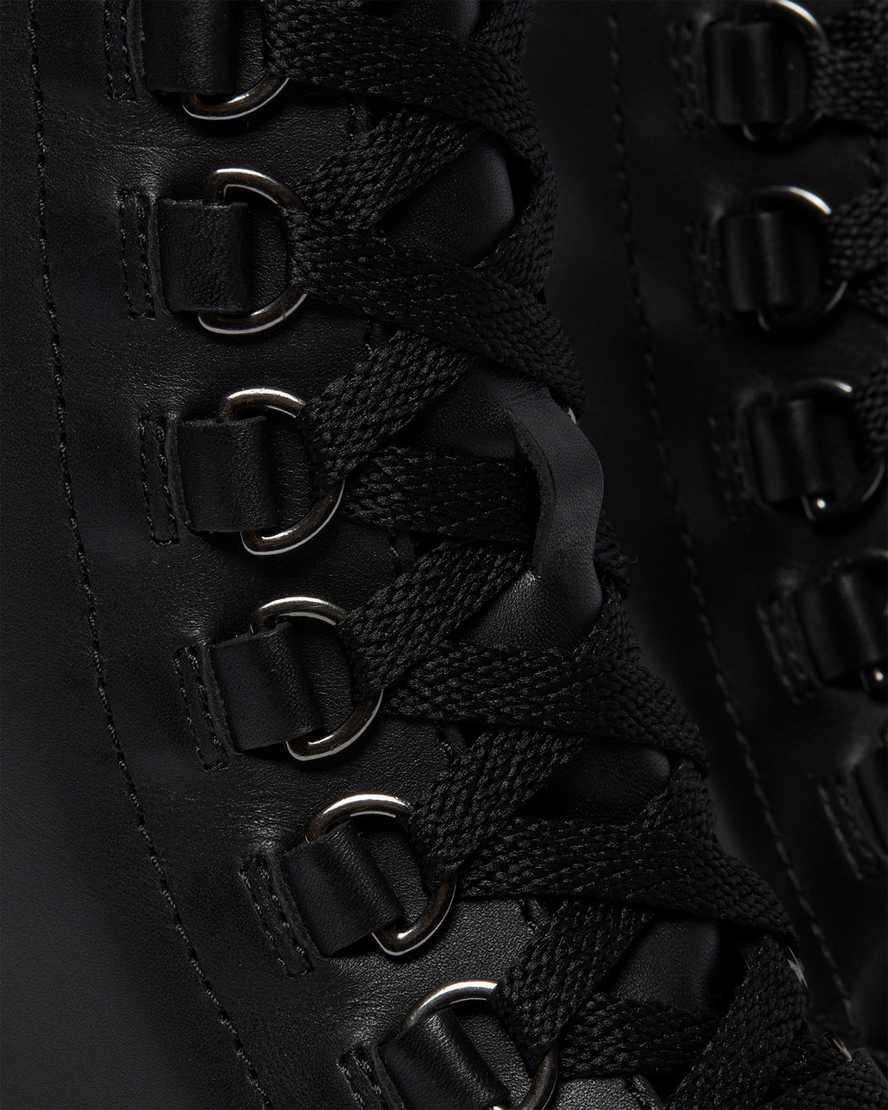 Botas de Tacon Dr Martens Chesney Leather Flared Lace Up Mujer Negras  España |  27185-LHDT