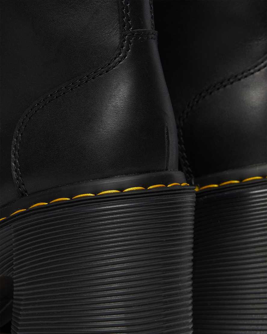Botas de Tacon Dr Martens Chesney Leather Flared Lace Up Mujer Negras  España |  27185-LHDT