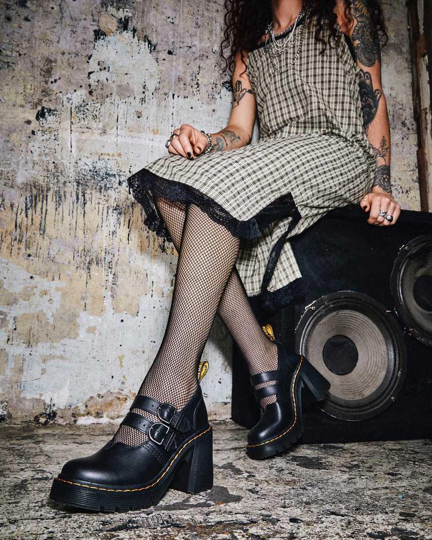 Botas de Tacon Dr Martens Eviee Sendal Leather Mujer Negras  España |  80395-EBHG